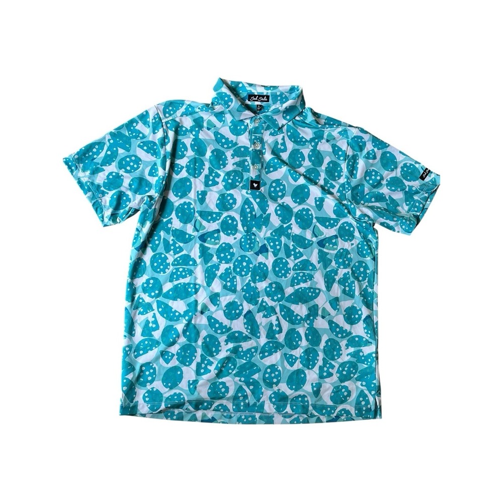 Bad Birdie Bam Bam Golf‎ Polo Shirt Blue Teal Green Sizes XL